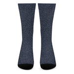 Dark Blue Denim Jeans Print Crew Socks