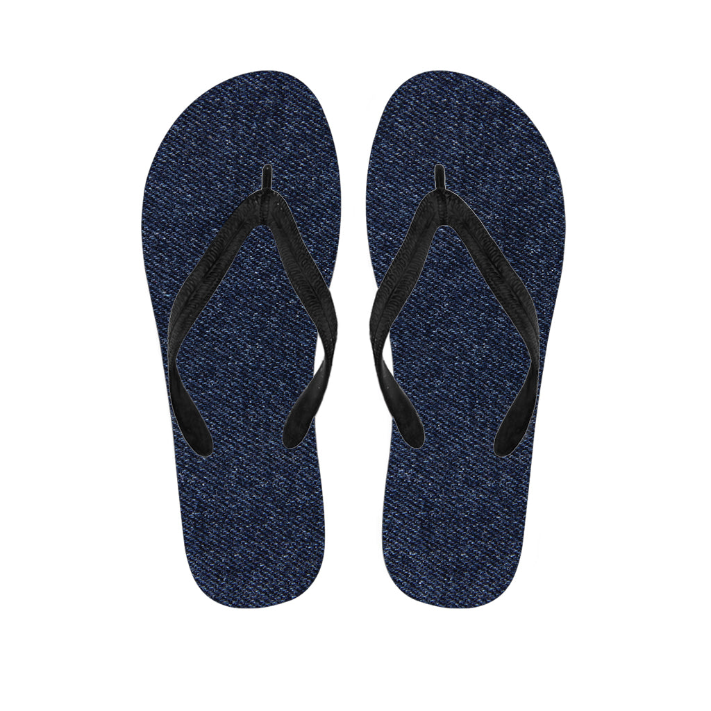 Dark Blue Denim Jeans Print Flip Flops