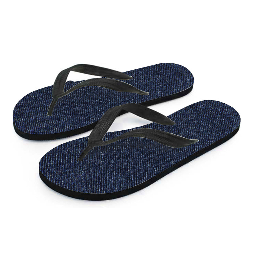 Dark Blue Denim Jeans Print Flip Flops