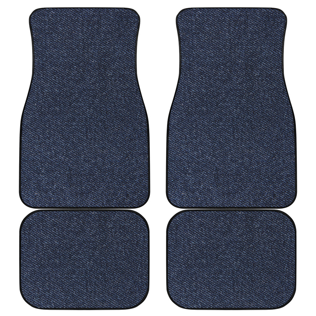 Dark Blue Denim Jeans Print Front and Back Car Floor Mats