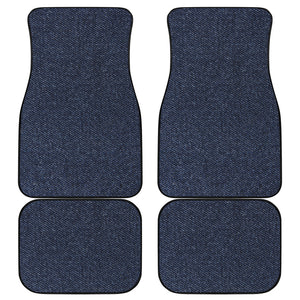 Dark Blue Denim Jeans Print Front and Back Car Floor Mats