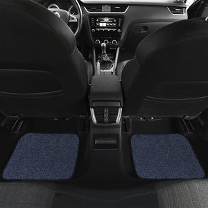 Dark Blue Denim Jeans Print Front and Back Car Floor Mats