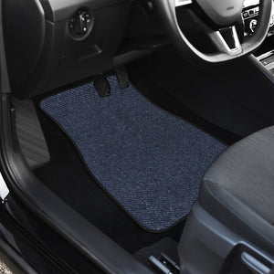 Dark Blue Denim Jeans Print Front and Back Car Floor Mats