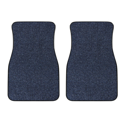 Dark Blue Denim Jeans Print Front Car Floor Mats