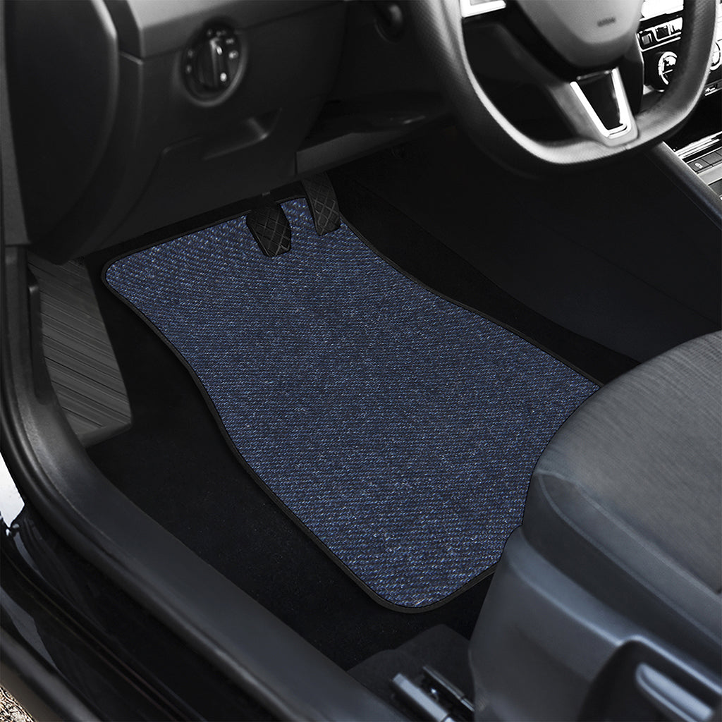 Dark Blue Denim Jeans Print Front Car Floor Mats