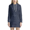 Dark Blue Denim Jeans Print Hoodie Dress