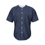 Dark Blue Denim Jeans Print Men's Baseball Jersey