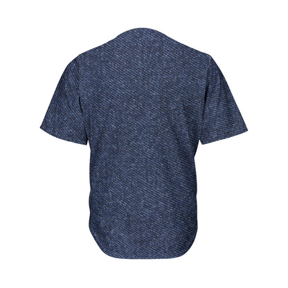 Dark Blue Denim Jeans Print Men's Baseball Jersey