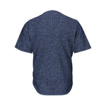 Dark Blue Denim Jeans Print Men's Baseball Jersey