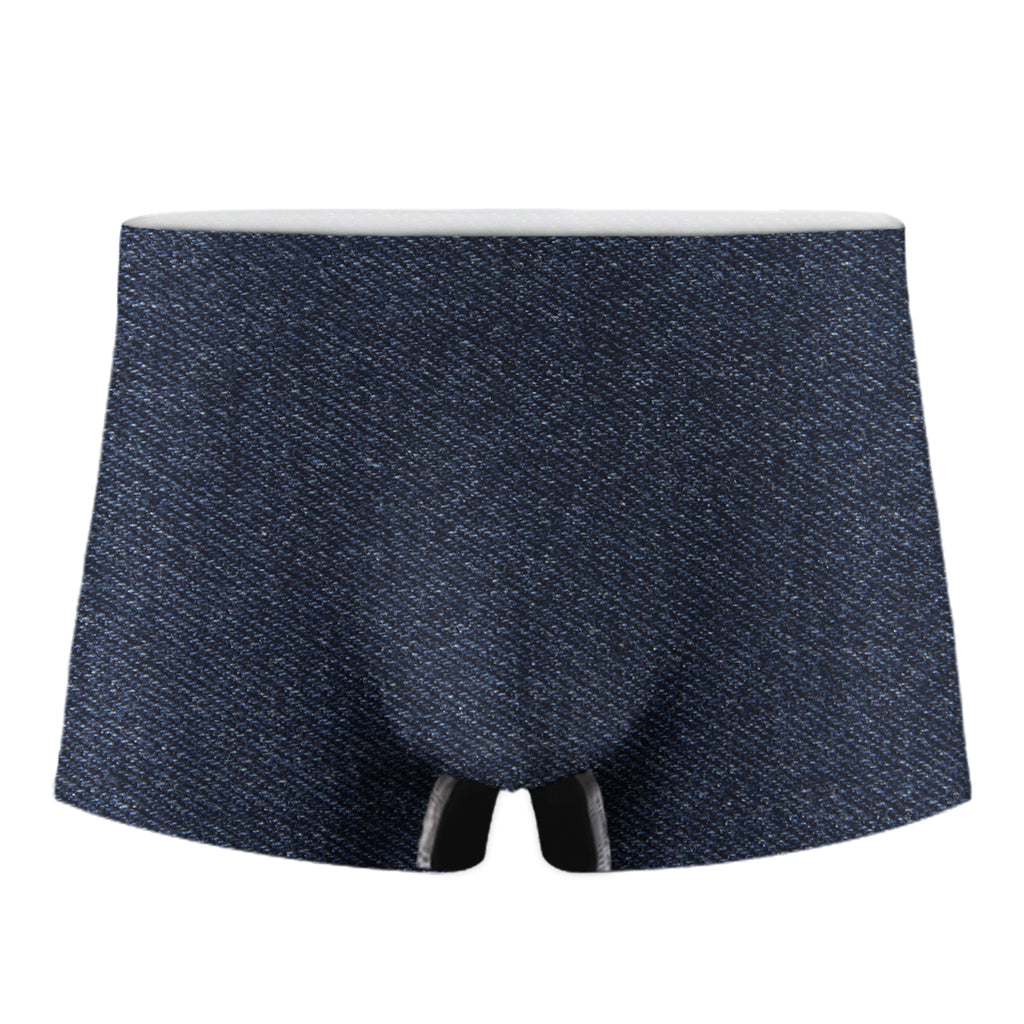 Dark Blue Denim Jeans Print Men's Boxer Briefs