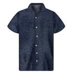 Dark Blue Denim Jeans Print Men's Short Sleeve Shirt