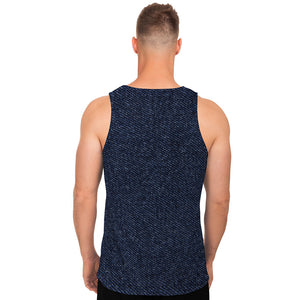 Dark Blue Denim Jeans Print Men's Tank Top