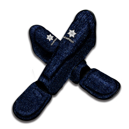Dark Blue Denim Jeans Print Muay Thai Shin Guard