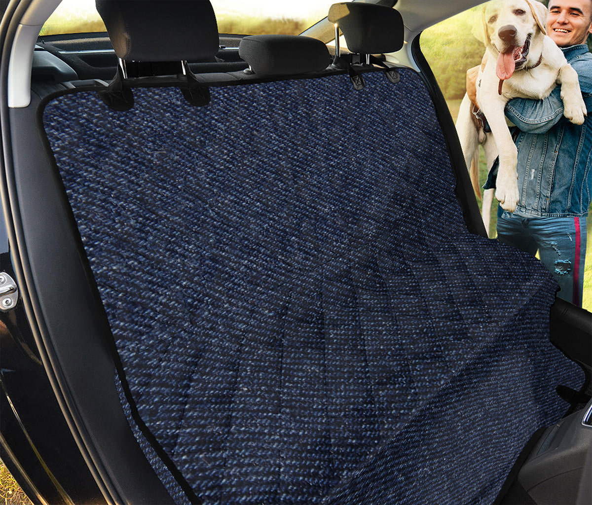 Dark Blue Denim Jeans Print Pet Car Back Seat Cover