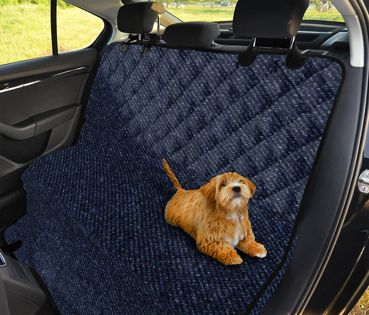 Dark Blue Denim Jeans Print Pet Car Back Seat Cover