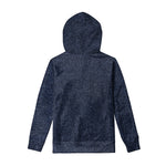 Dark Blue Denim Jeans Print Pullover Hoodie