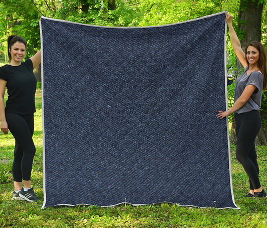 Dark Blue Denim Jeans Print Quilt