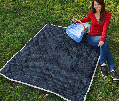 Dark Blue Denim Jeans Print Quilt