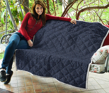 Dark Blue Denim Jeans Print Quilt
