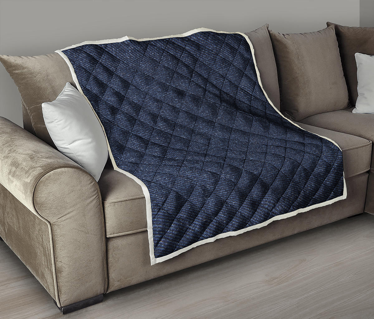 Dark Blue Denim Jeans Print Quilt