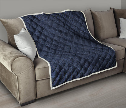 Dark Blue Denim Jeans Print Quilt
