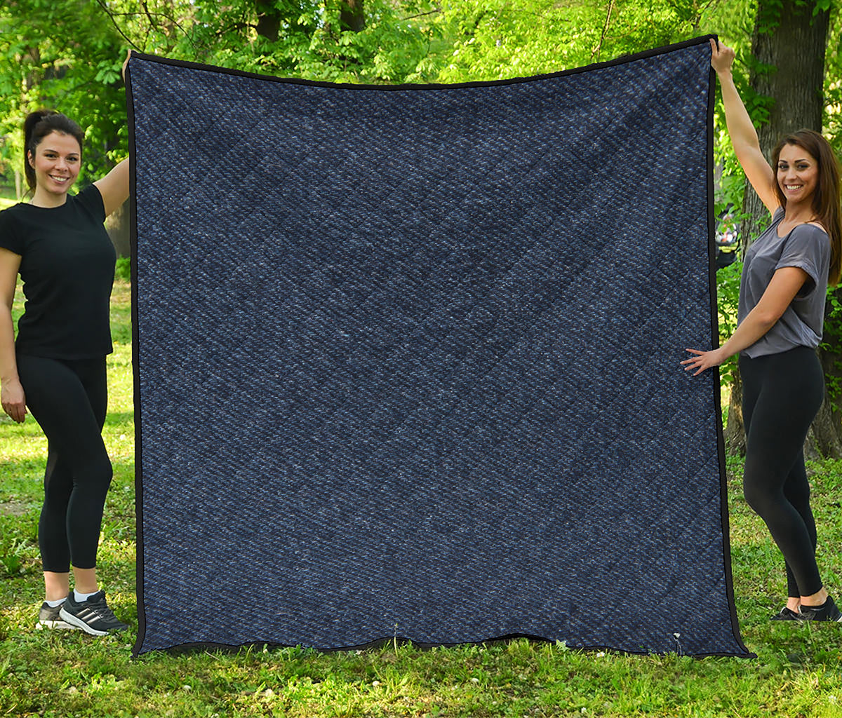 Dark Blue Denim Jeans Print Quilt