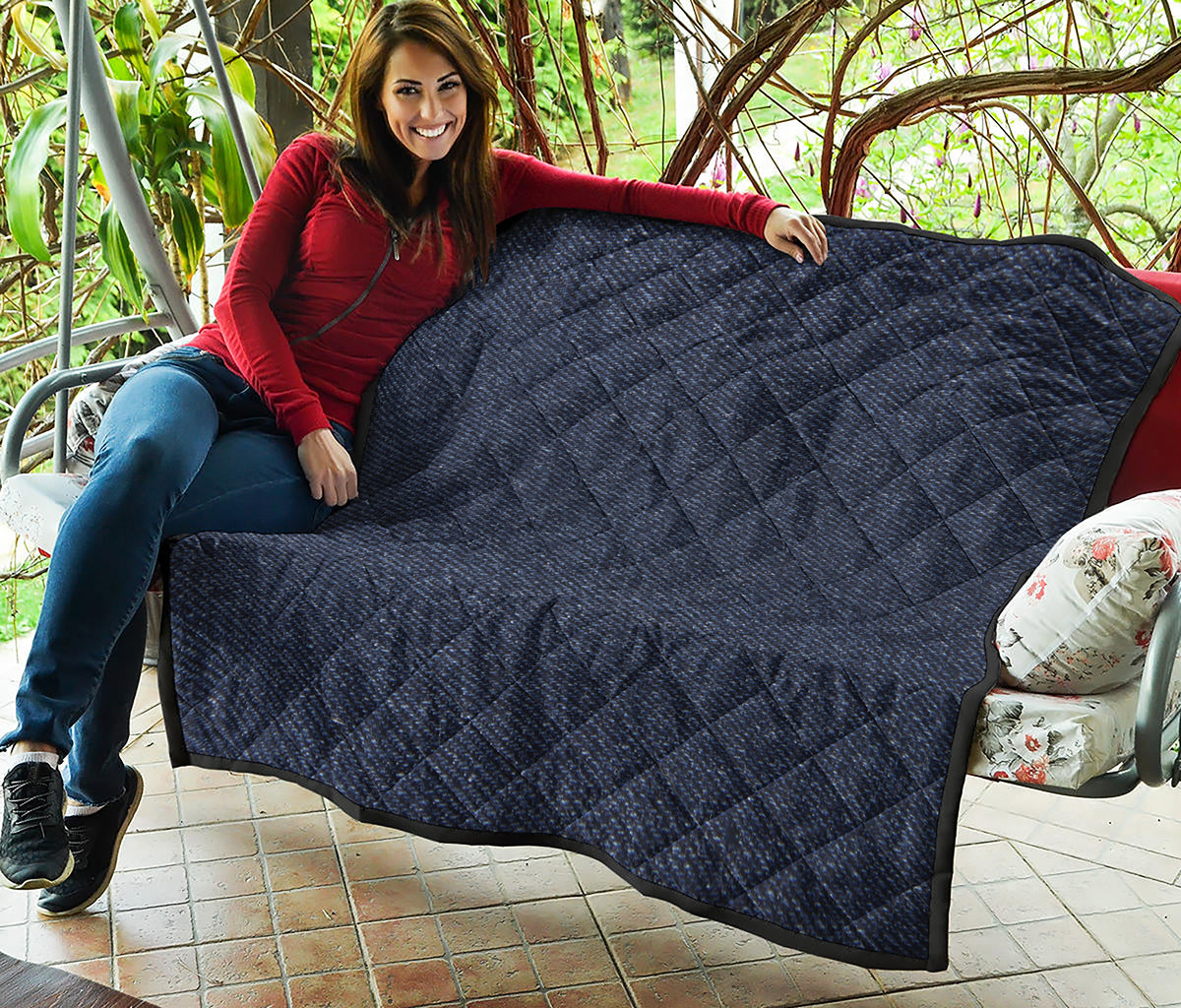 Dark Blue Denim Jeans Print Quilt