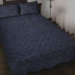 Dark Blue Denim Jeans Print Quilt Bed Set