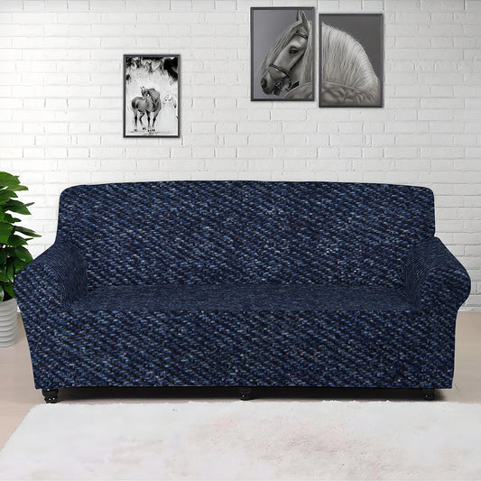 Dark Blue Denim Jeans Print Sofa Cover