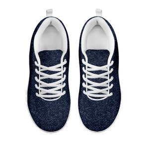 Dark Blue Denim Jeans Print White Sneakers