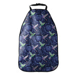 Dark Blue Floral Hummingbird Print Car Seat Organizers