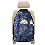 Dark Blue Floral Hummingbird Print Car Seat Organizers