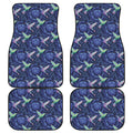 Dark Blue Floral Hummingbird Print Front and Back Car Floor Mats