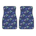 Dark Blue Floral Hummingbird Print Front Car Floor Mats