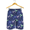Dark Blue Floral Hummingbird Print Men's Shorts