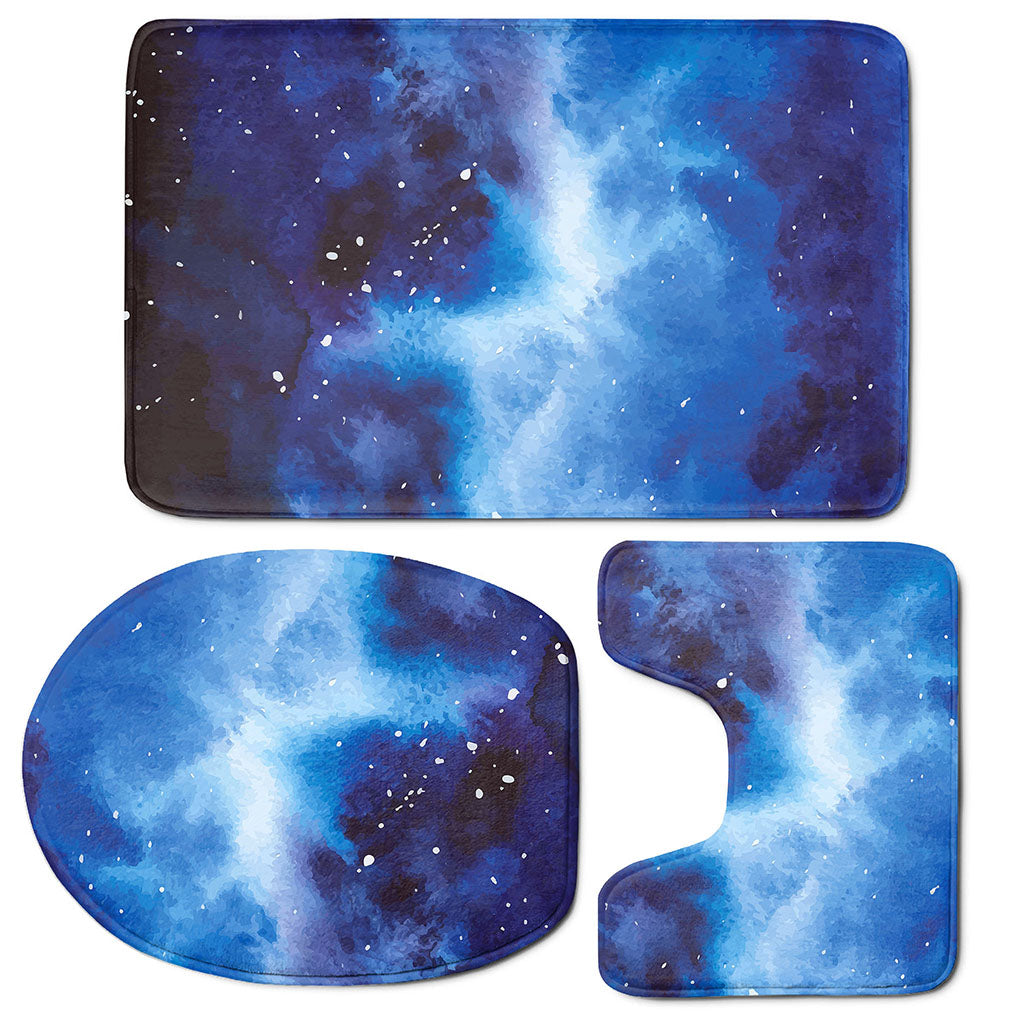 Dark Blue Galaxy Space Print 3 Piece Bath Mat Set