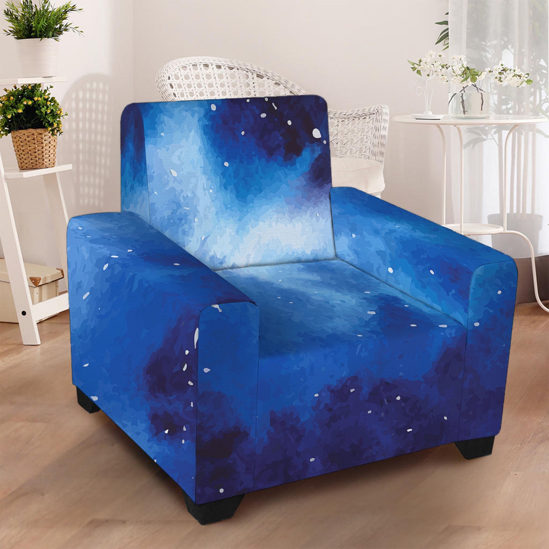 Dark Blue Galaxy Space Print Armchair Slipcover