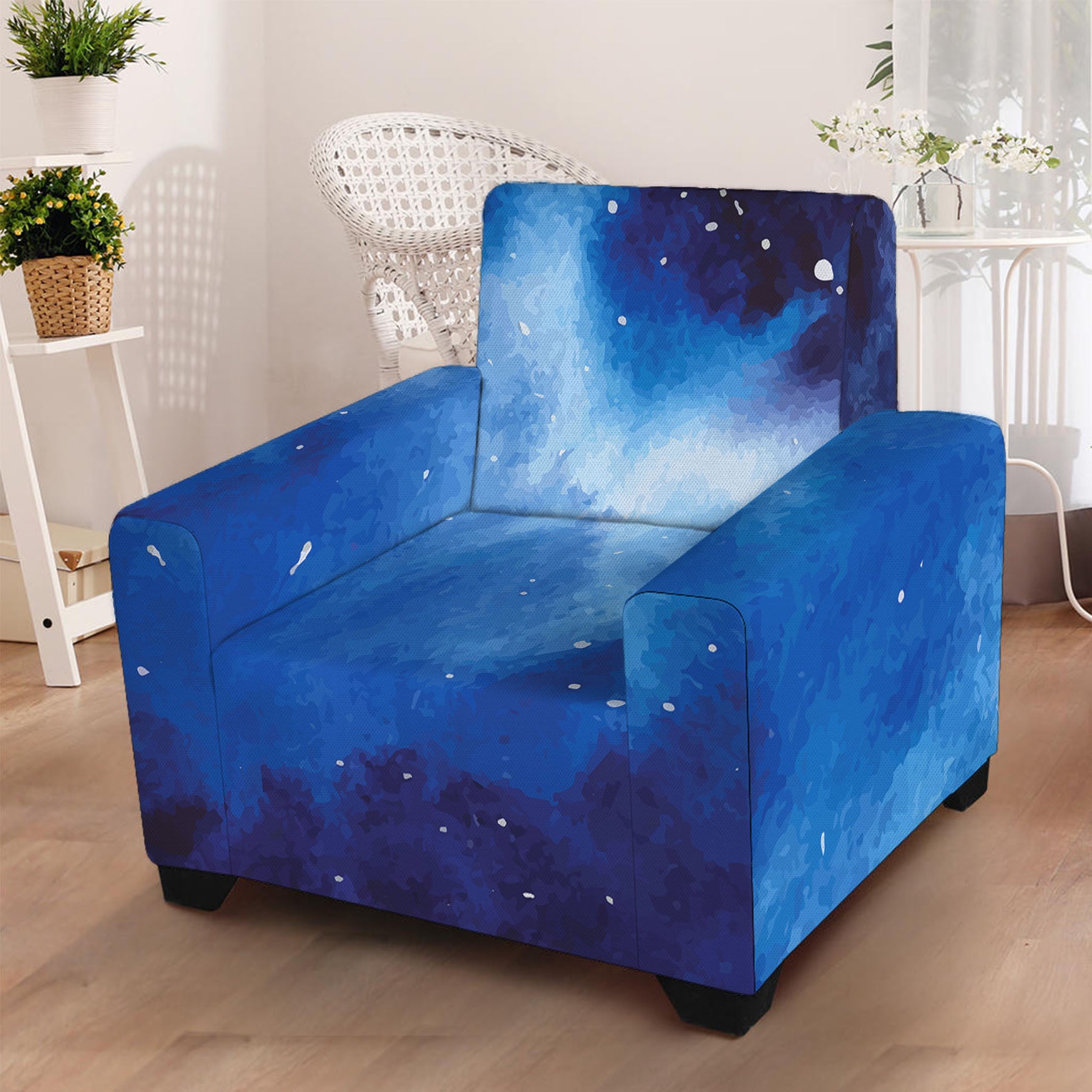 Dark Blue Galaxy Space Print Armchair Slipcover