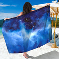Dark Blue Galaxy Space Print Beach Sarong Wrap