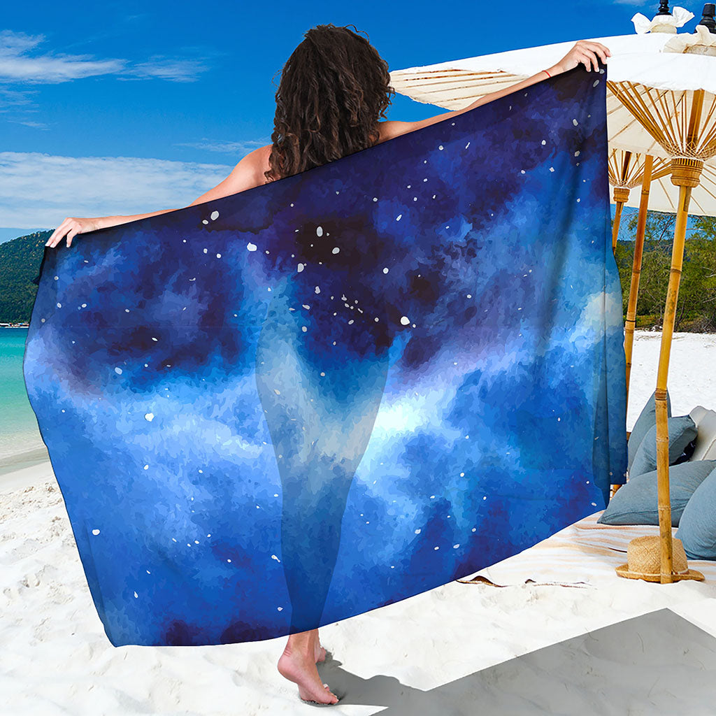 Dark Blue Galaxy Space Print Beach Sarong Wrap