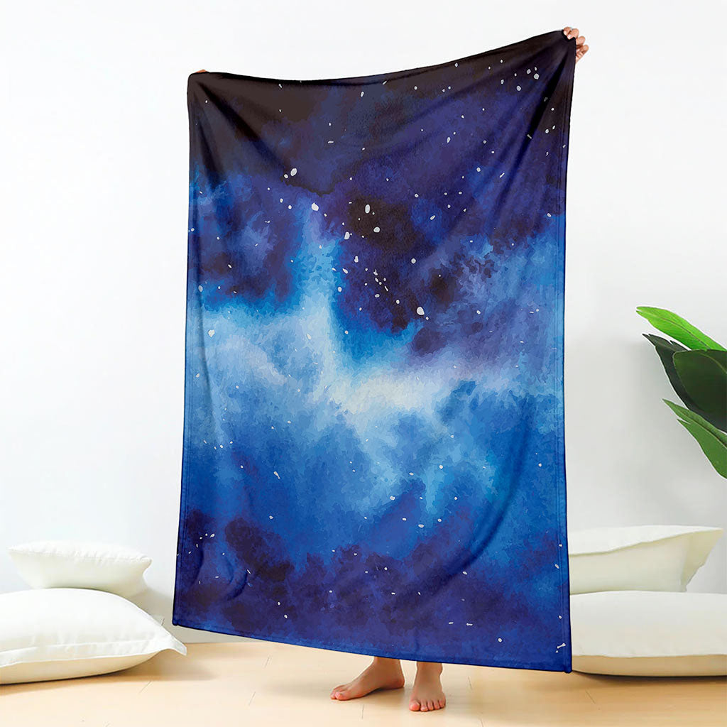 Dark Blue Galaxy Space Print Blanket