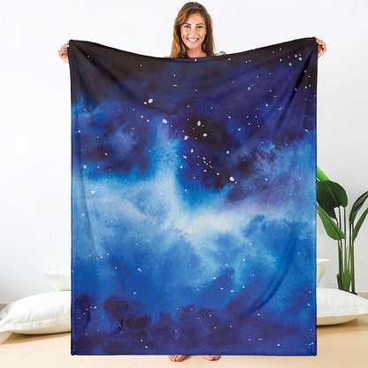 Dark Blue Galaxy Space Print Blanket
