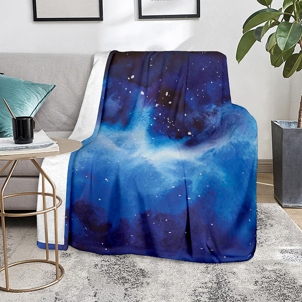 Dark Blue Galaxy Space Print Blanket