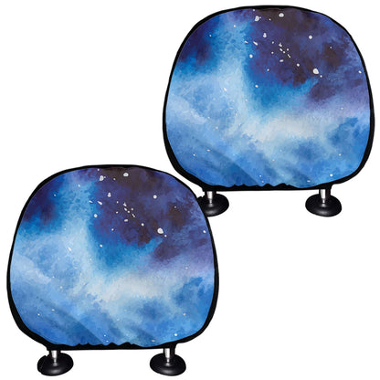 Dark Blue Galaxy Space Print Car Headrest Covers