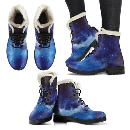 Dark Blue Galaxy Space Print Comfy Boots GearFrost