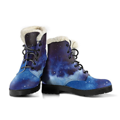 Dark Blue Galaxy Space Print Comfy Boots GearFrost