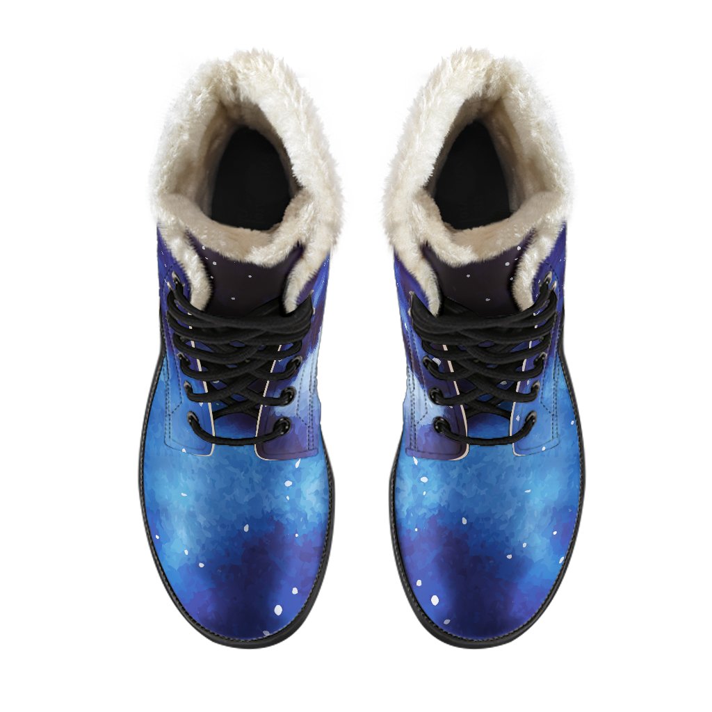 Dark Blue Galaxy Space Print Comfy Boots GearFrost