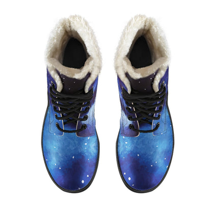 Dark Blue Galaxy Space Print Comfy Boots GearFrost