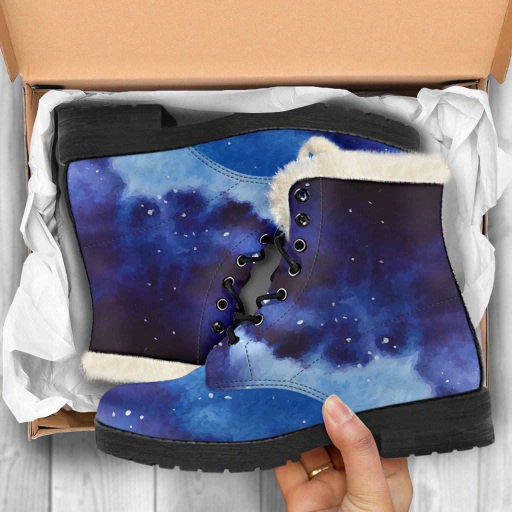 Dark Blue Galaxy Space Print Comfy Boots GearFrost