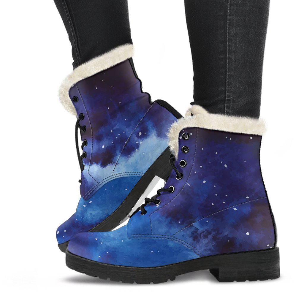 Dark Blue Galaxy Space Print Comfy Boots GearFrost